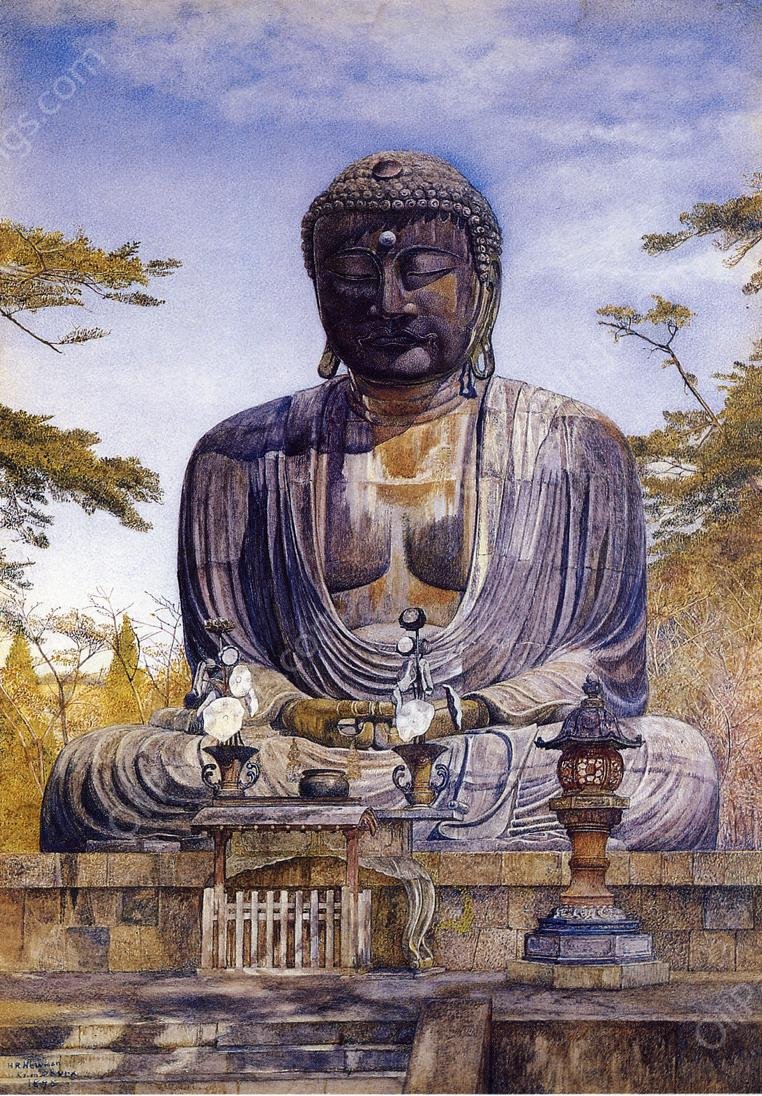 Daibutsu at Kamakura, Japan by Henry Roderick Newman - Hand-Painted Oil Painting Reproduction