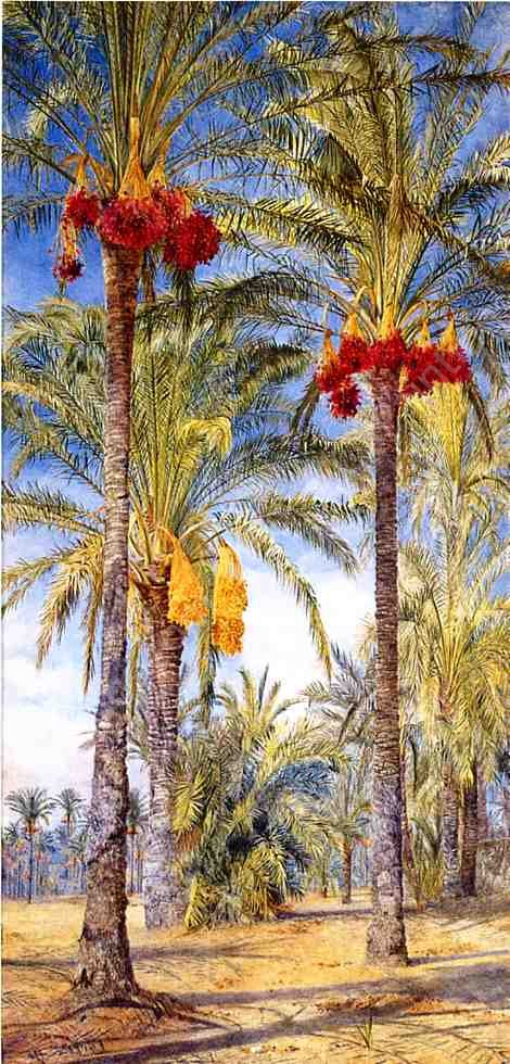 Date Trees, Ramleh, Egypt by Henry Roderick Newman - Hand-Painted Oil Painting Reproduction