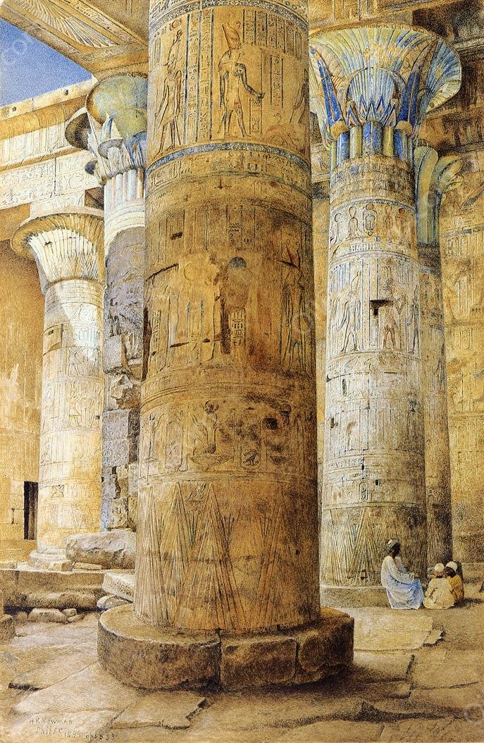 Hall of Columns, Philae by Henry Roderick Newman - Hand-Painted Oil Painting Reproduction