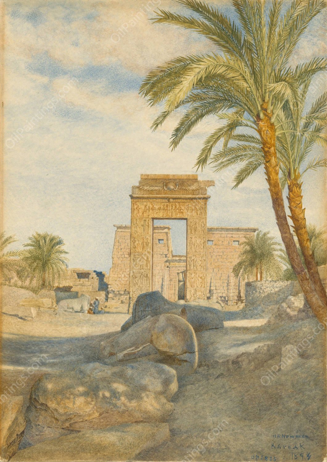 The Temple at Karnak by Henry Roderick Newman - Hand-Painted Oil Painting Reproduction