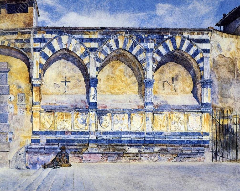 The Three Arches of Santa Maria Novella by Henry Roderick Newman - Hand-Painted Oil Painting Reproduction