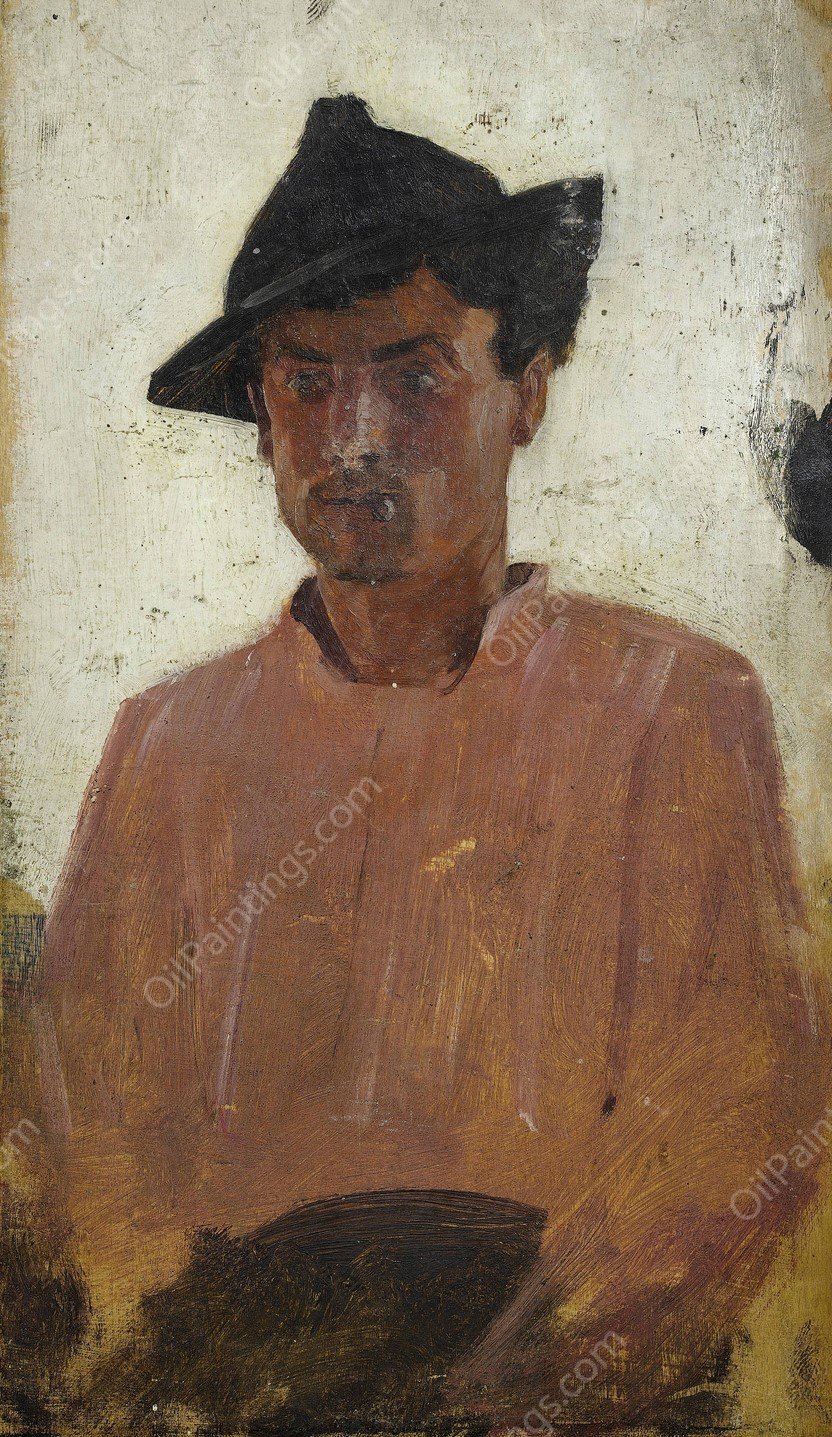 Italian Man With Hat by Henry Scott Tuke - Hand-Painted Oil Painting Reproduction