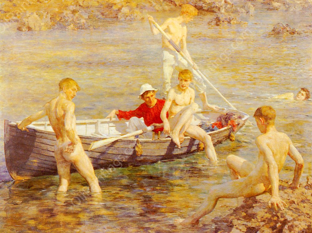 Ruby, Gold and Malachite by Henry Scott Tuke - Hand-Painted Oil Painting Reproduction