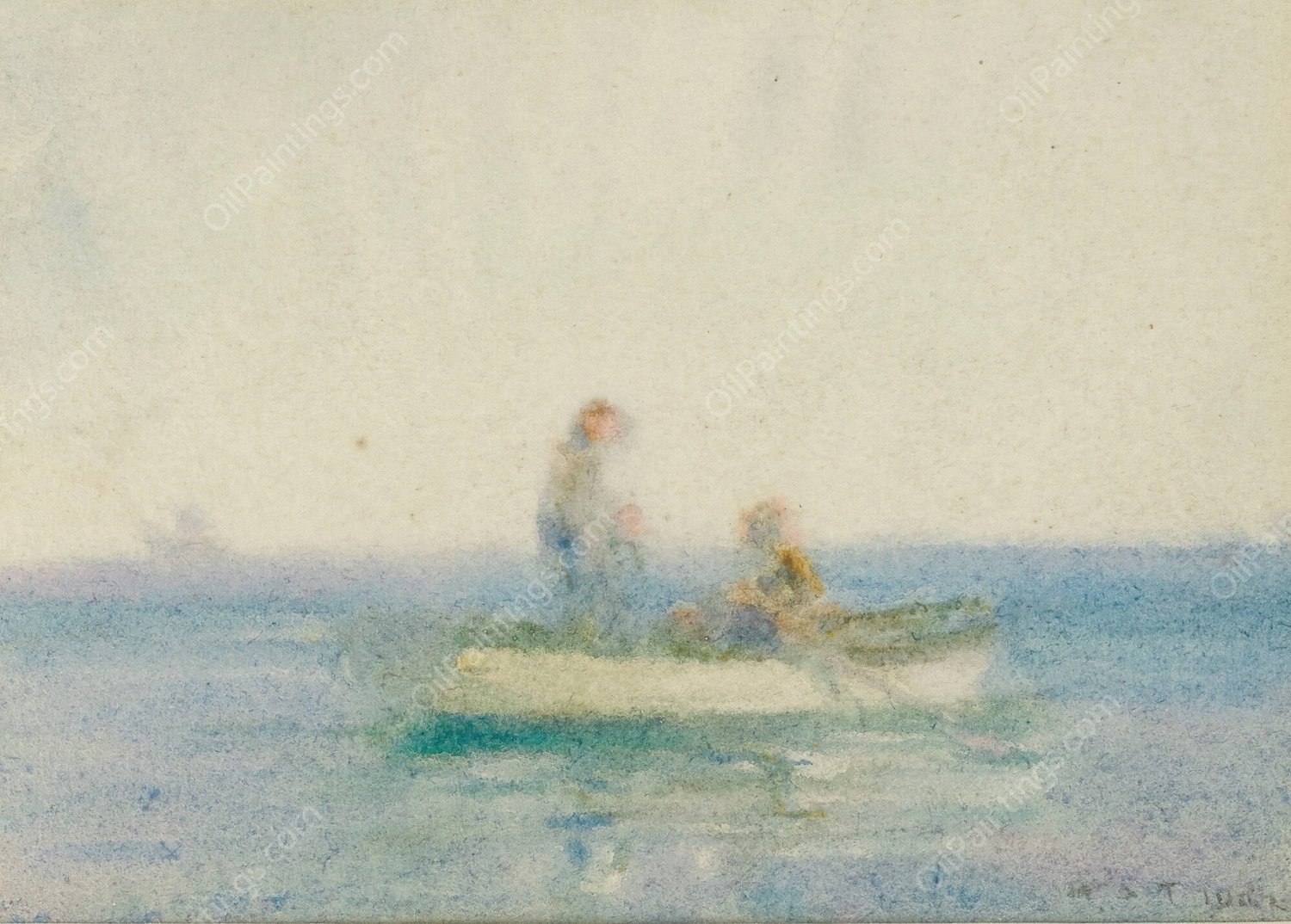 Two Figures In A Boat by Henry Scott Tuke - Hand-Painted Oil Painting Reproduction