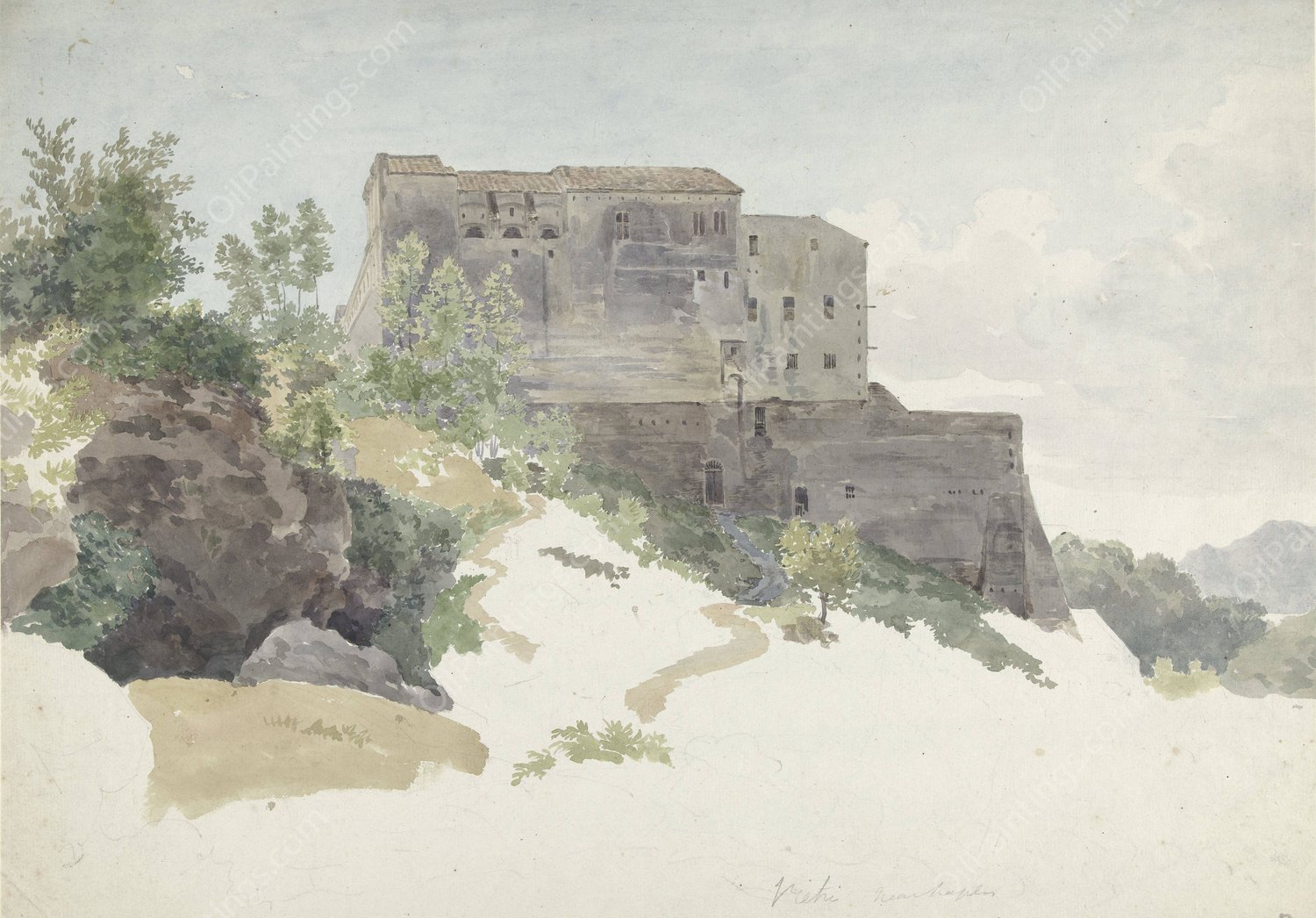 Landschap bij Vietri  by Henry Swinburne - Hand-Painted Oil Painting Reproduction