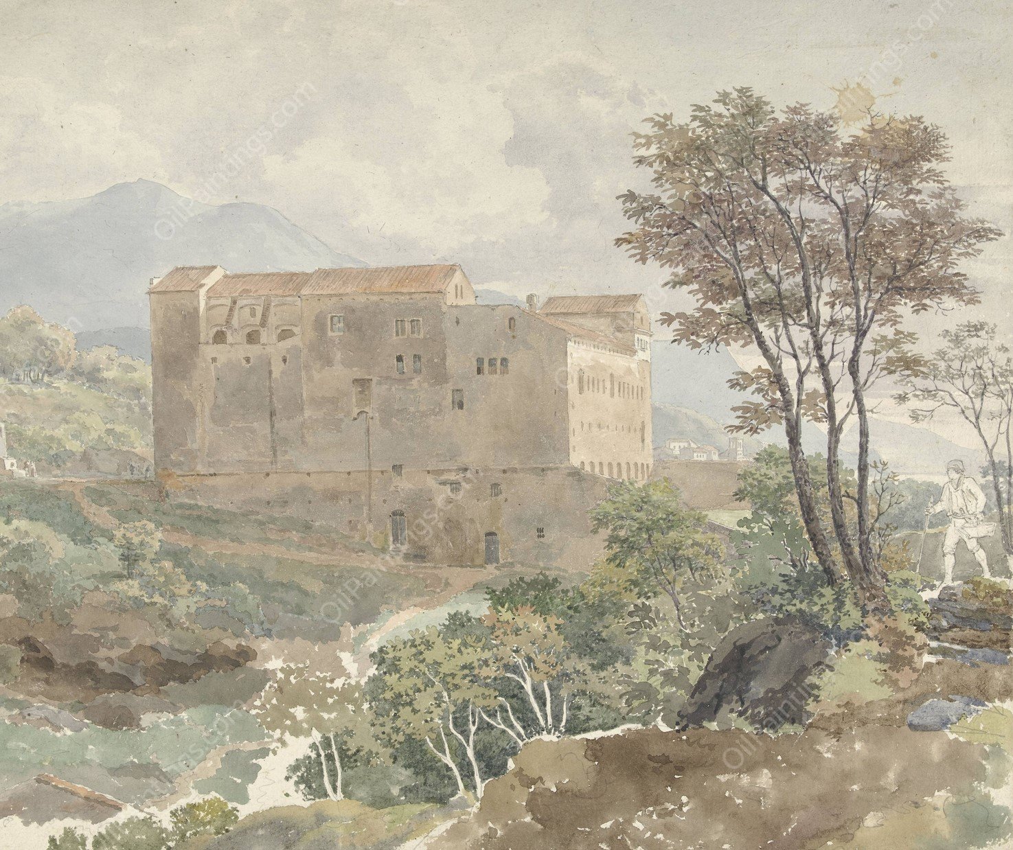 Landschap bij Vietri  by Henry Swinburne - Hand-Painted Oil Painting Reproduction