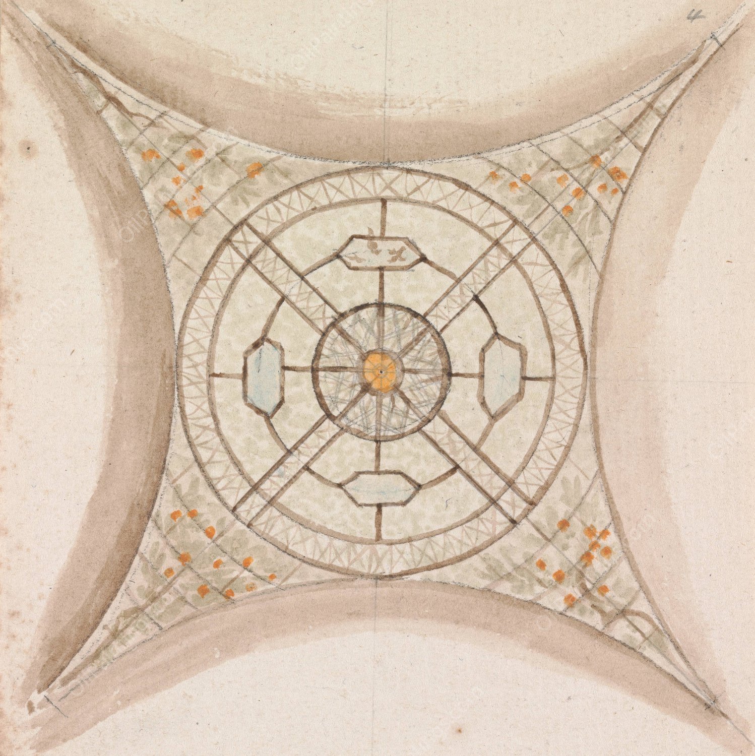 One of Four Sketches, of Ceilings, in the Vatican Gallery  by Henry Swinburne - Hand-Painted Oil Painting Reproduction