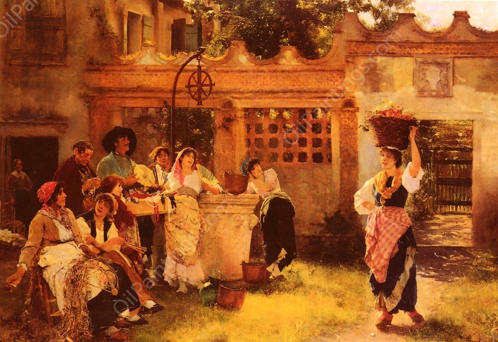 A Venetian Fan Seller by Henry Woods - Hand-Painted Oil Painting Reproduction
