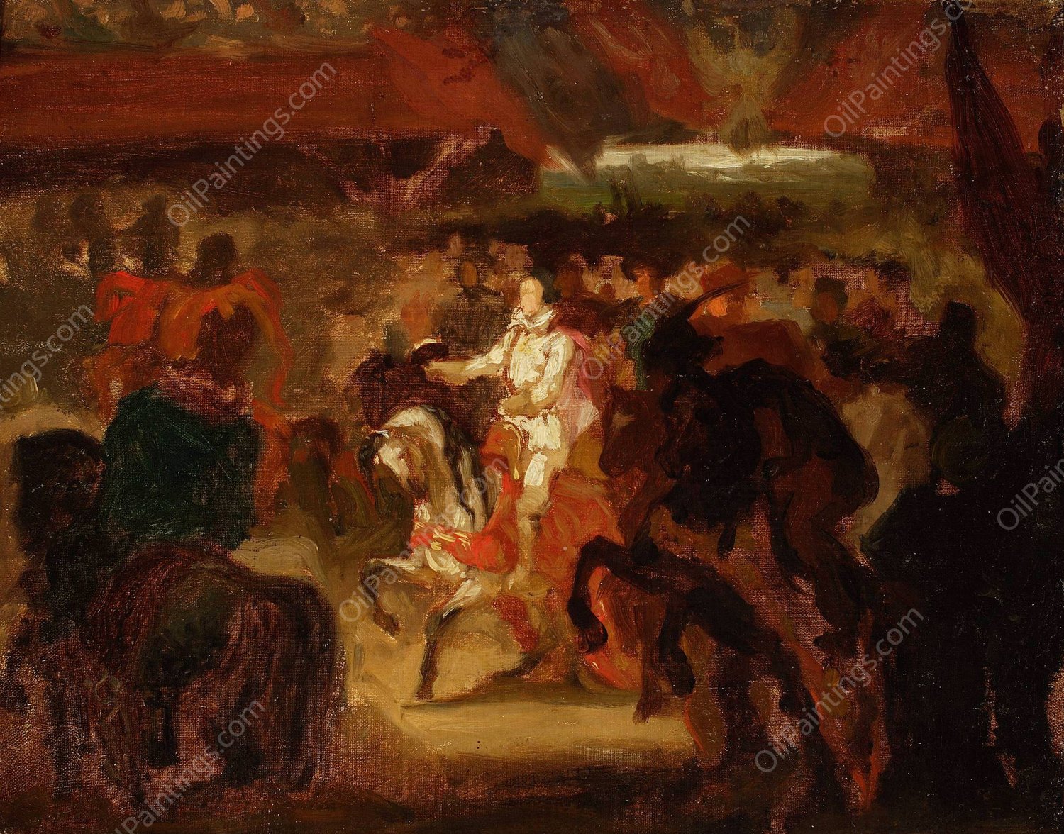 Entry of Henry of Valois to Krakow, sketch  by Henryk Rodakowski - Hand-Painted Oil Painting Reproduction