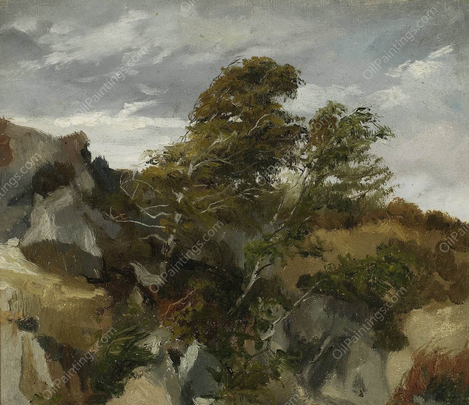 Landscape from Bortniki at the Dniester River  by Henryk Rodakowski - Hand-Painted Oil Painting Reproduction