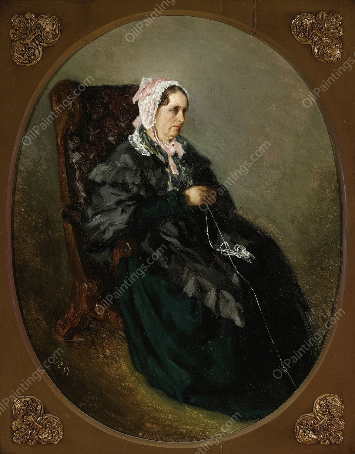 Portrait of artist's aunt, sketch  by Henryk Rodakowski - Hand-Painted Oil Painting Reproduction
