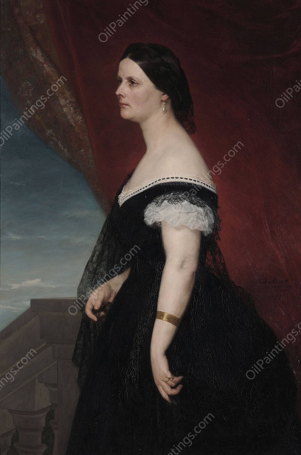 Wife's portrait  by Henryk Rodakowski - Hand-Painted Oil Painting Reproduction