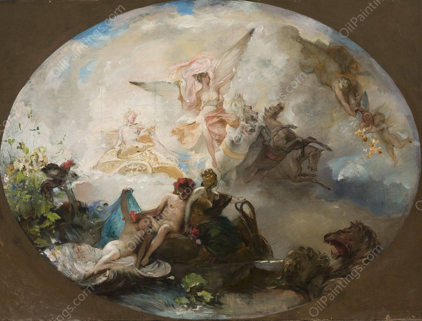 Aurora, plafond project  by Henryk Siemiradzki - Hand-Painted Oil Painting Reproduction