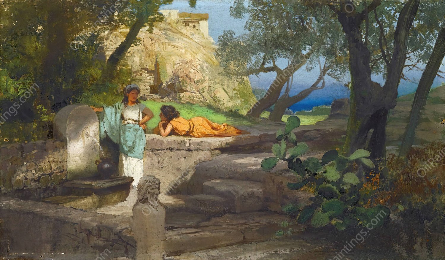 By the Spring by Henryk Siemiradzki - Hand-Painted Oil Painting Reproduction