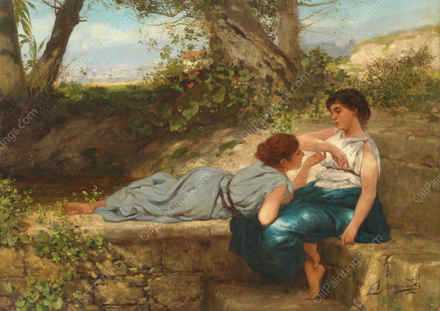 Das Gesprach by Henryk Siemiradzki - Hand-Painted Oil Painting Reproduction