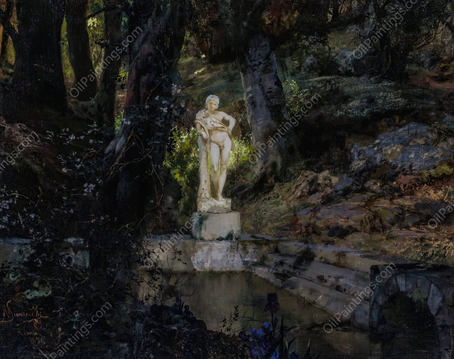 Faun's pond  by Henryk Siemiradzki - Hand-Painted Oil Painting Reproduction