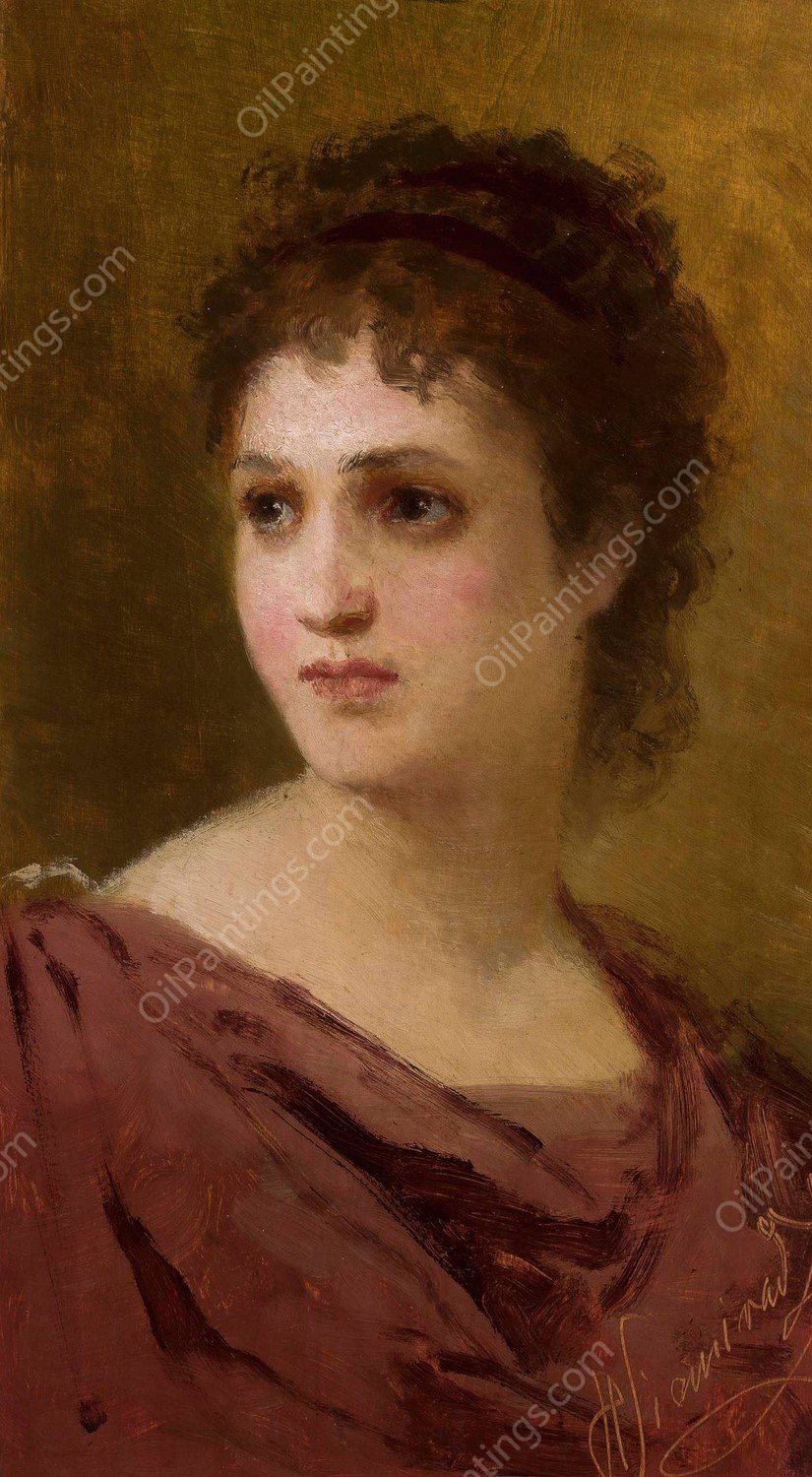Head of a woman by Henryk Siemiradzki - Hand-Painted Oil Painting Reproduction