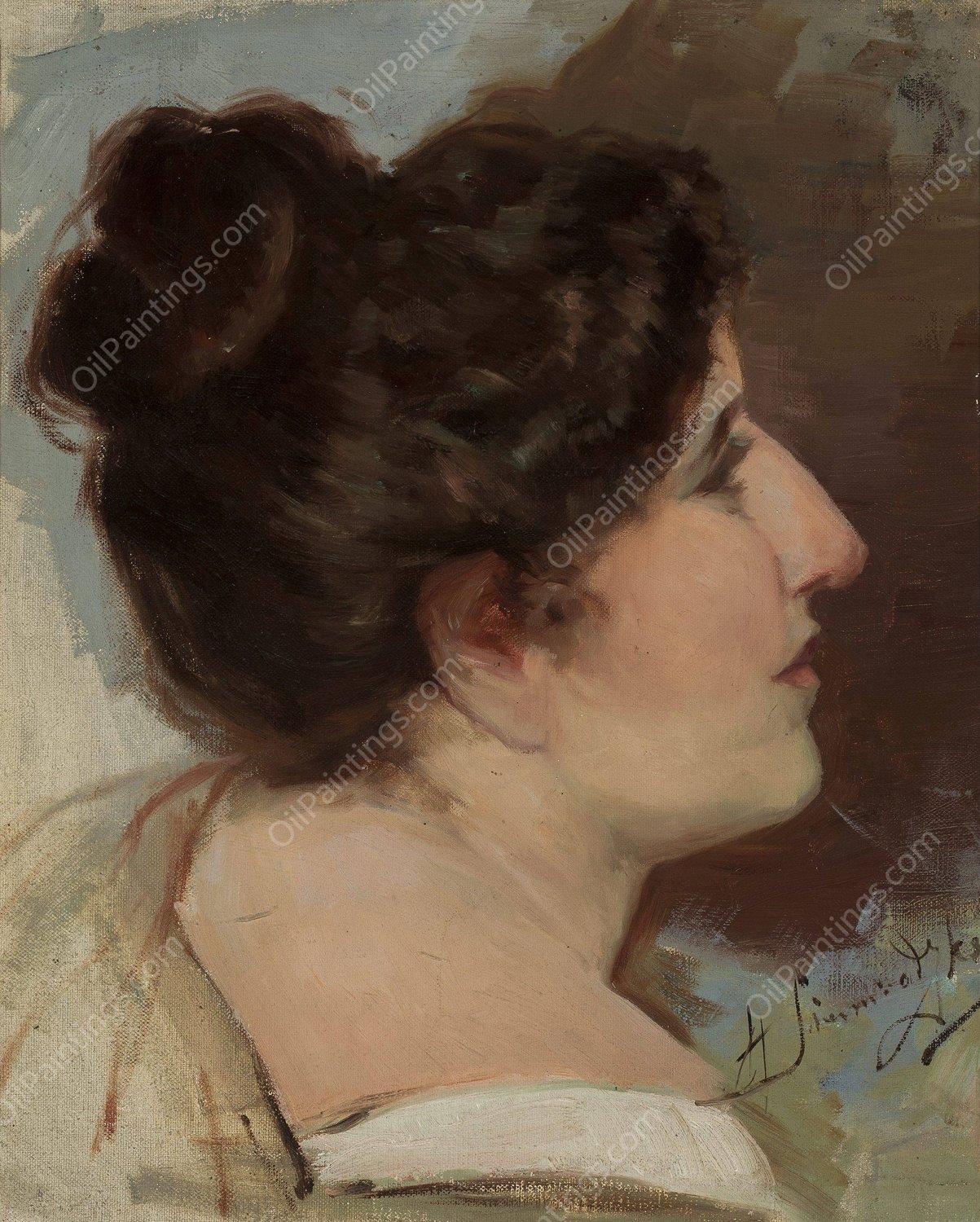 Study of a head by Henryk Siemiradzki - Hand-Painted Oil Painting Reproduction