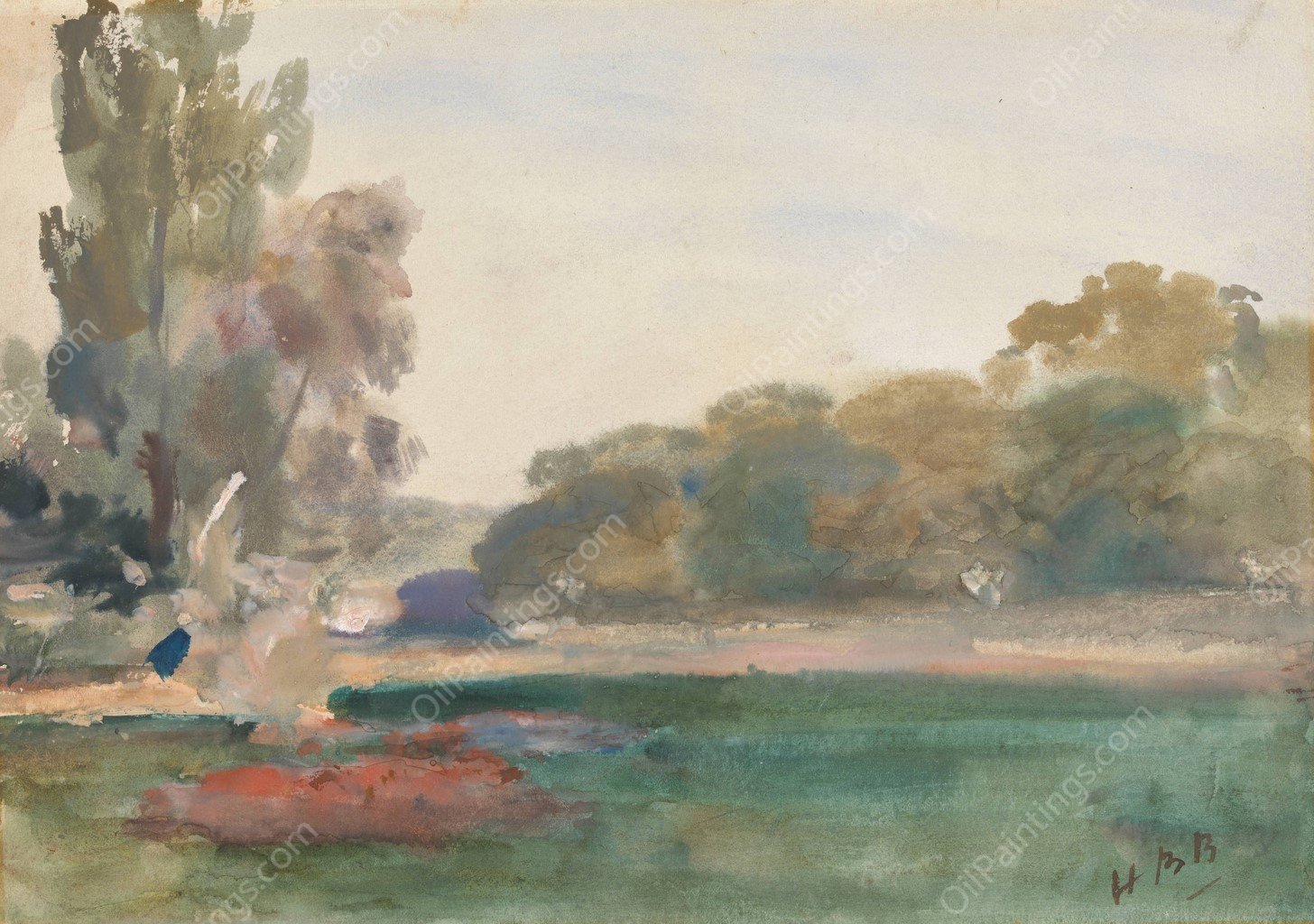 A Park by Hercules Brabazon Brabazon - Hand-Painted Oil Painting Reproduction