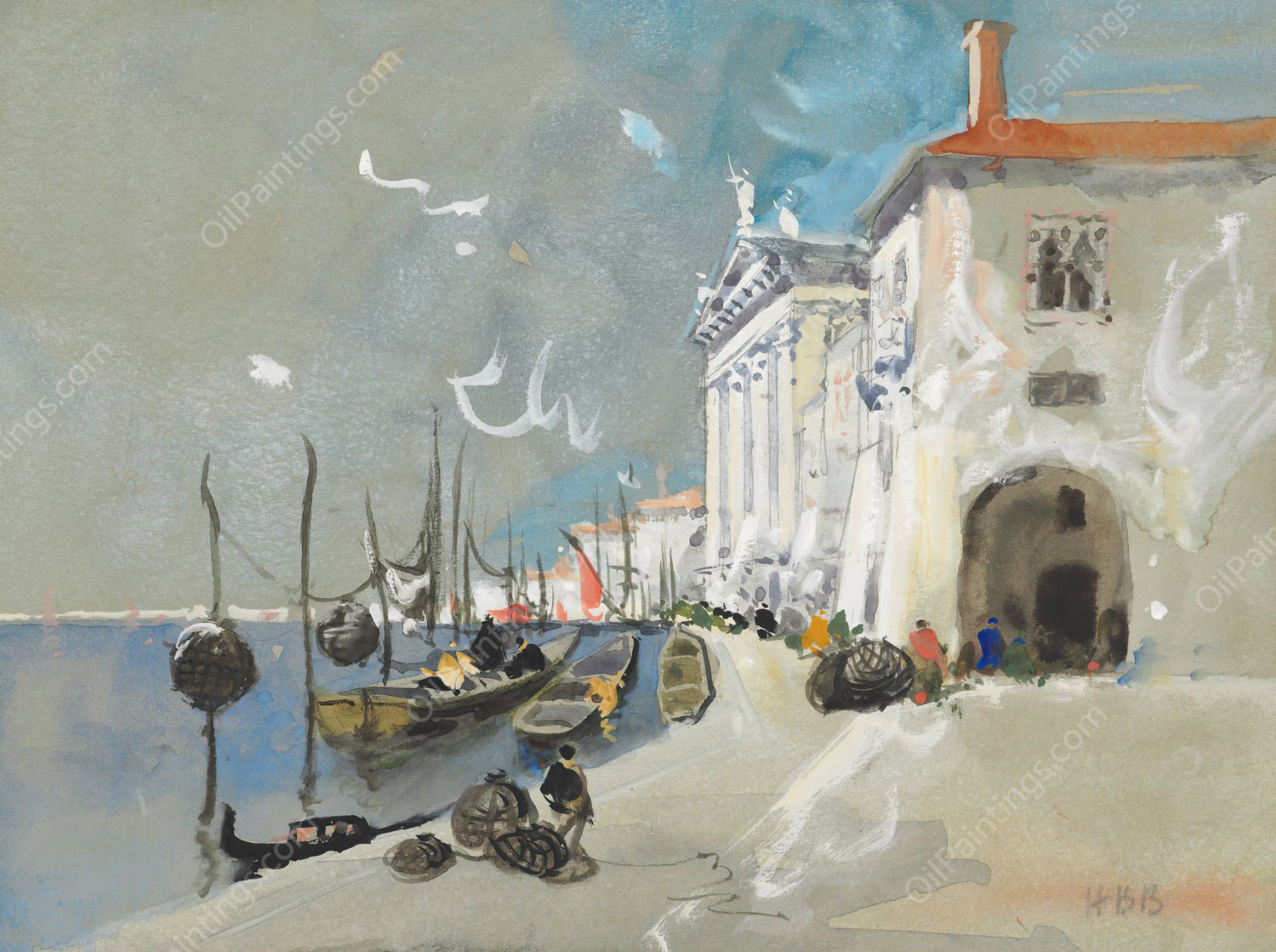 Fish baskets, Chioggia, south of Venice by Hercules Brabazon Brabazon - Hand-Painted Oil Painting Reproduction