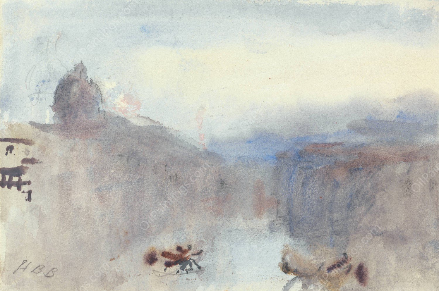 Grand Canal Sunset by Hercules Brabazon Brabazon - Hand-Painted Oil Painting Reproduction