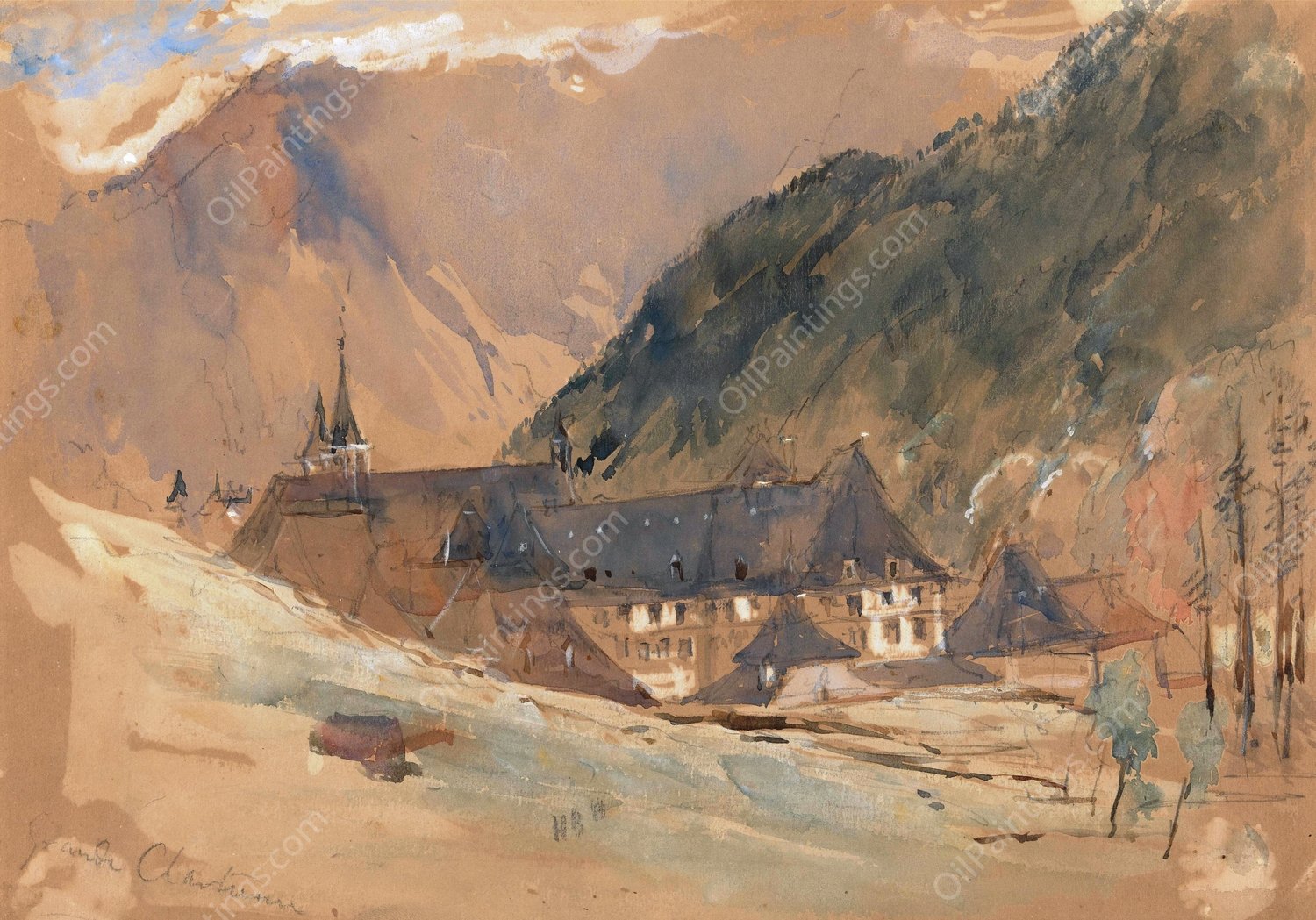 Grande Chartreuse by Hercules Brabazon Brabazon - Hand-Painted Oil Painting Reproduction