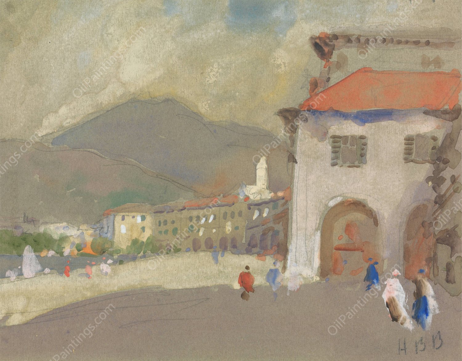 Lugano by Hercules Brabazon Brabazon - Hand-Painted Oil Painting Reproduction