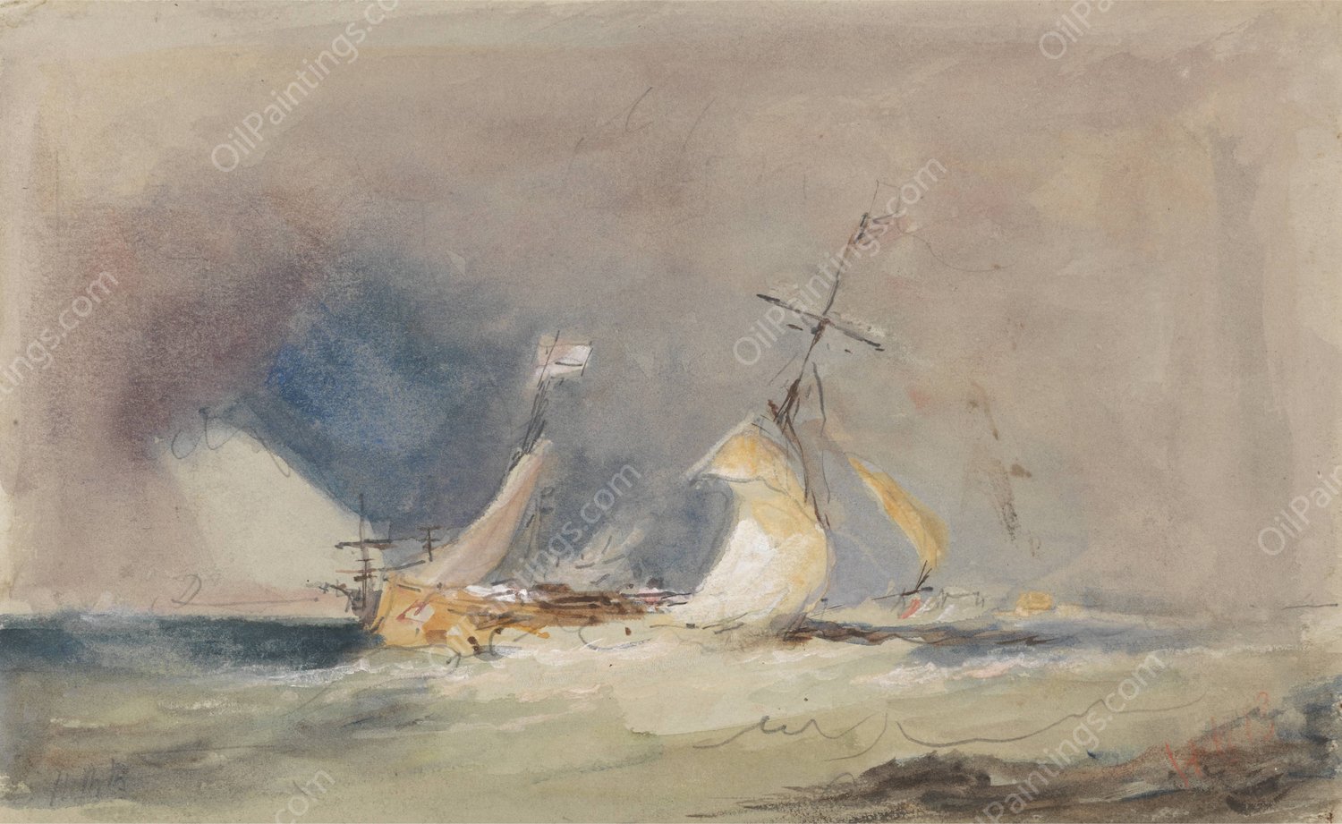 Mouth of the Humber by Hercules Brabazon Brabazon - Hand-Painted Oil Painting Reproduction