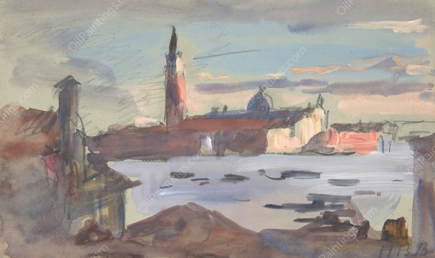 San Giorgio Maggiore, Venice  by Hercules Brabazon Brabazon - Hand-Painted Oil Painting Reproduction