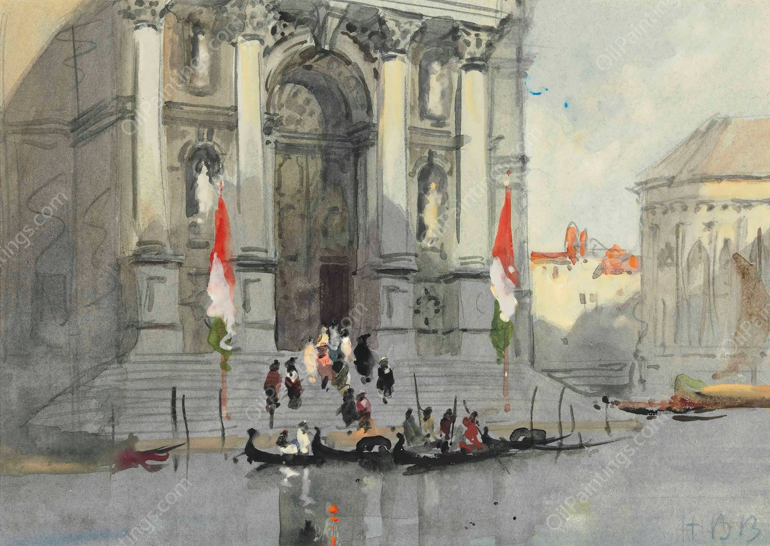 Santa Maria della Salute, Venice by Hercules Brabazon Brabazon - Hand-Painted Oil Painting Reproduction