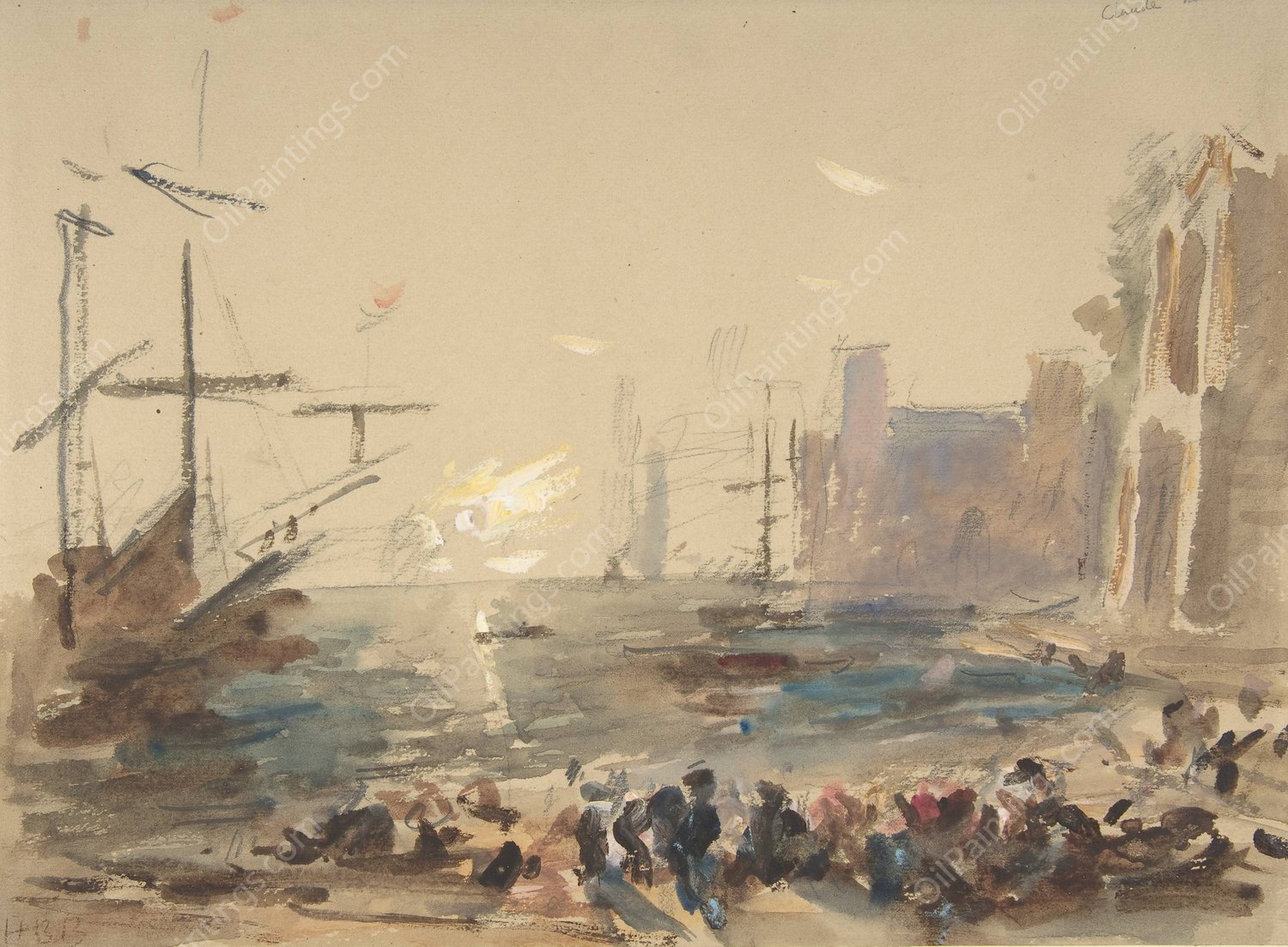 Seascape  by Hercules Brabazon Brabazon - Hand-Painted Oil Painting Reproduction