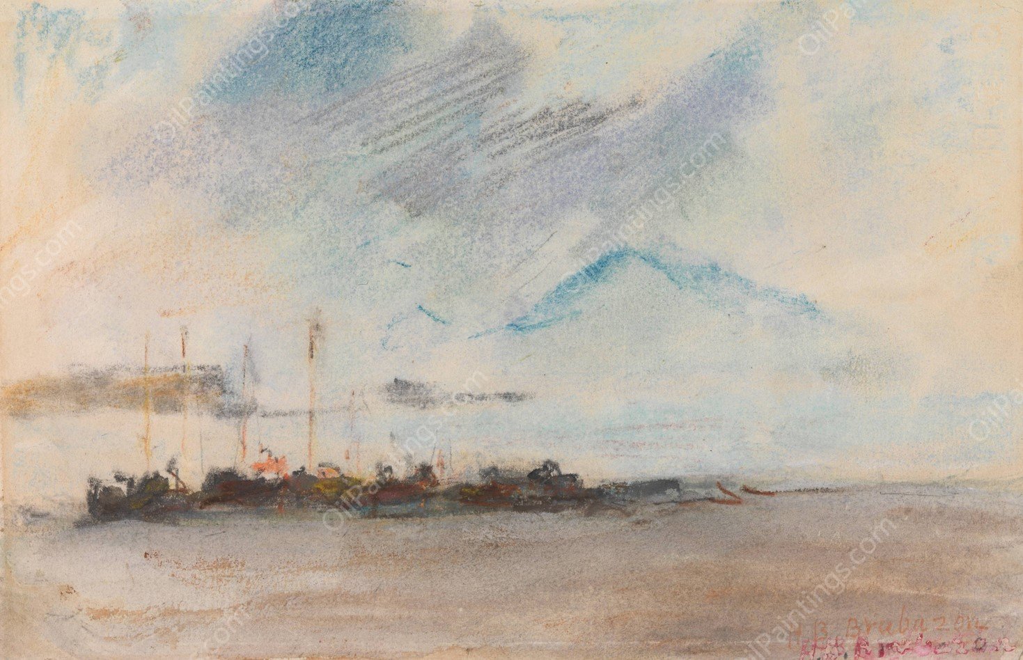 Vesuvius by Hercules Brabazon Brabazon - Hand-Painted Oil Painting Reproduction