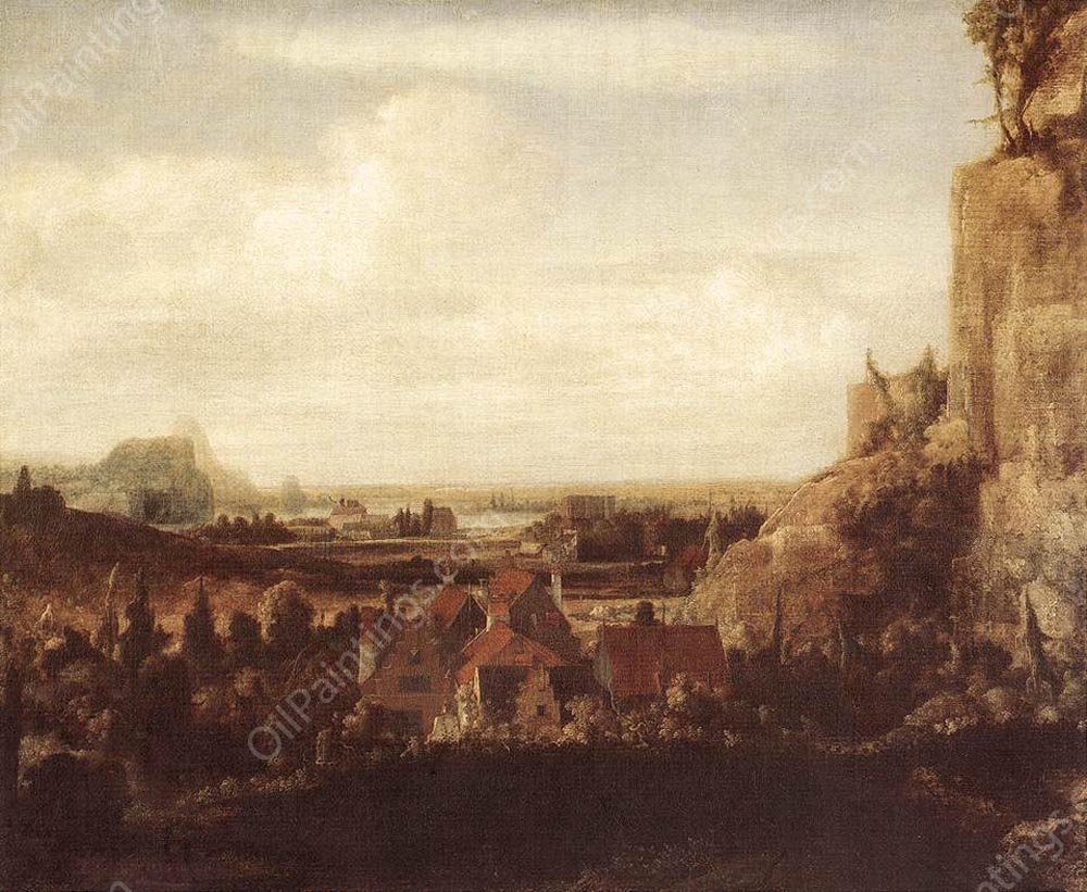 A River Valley with a Group of Houses by Hercules Seghers - Hand-Painted Oil Painting Reproduction