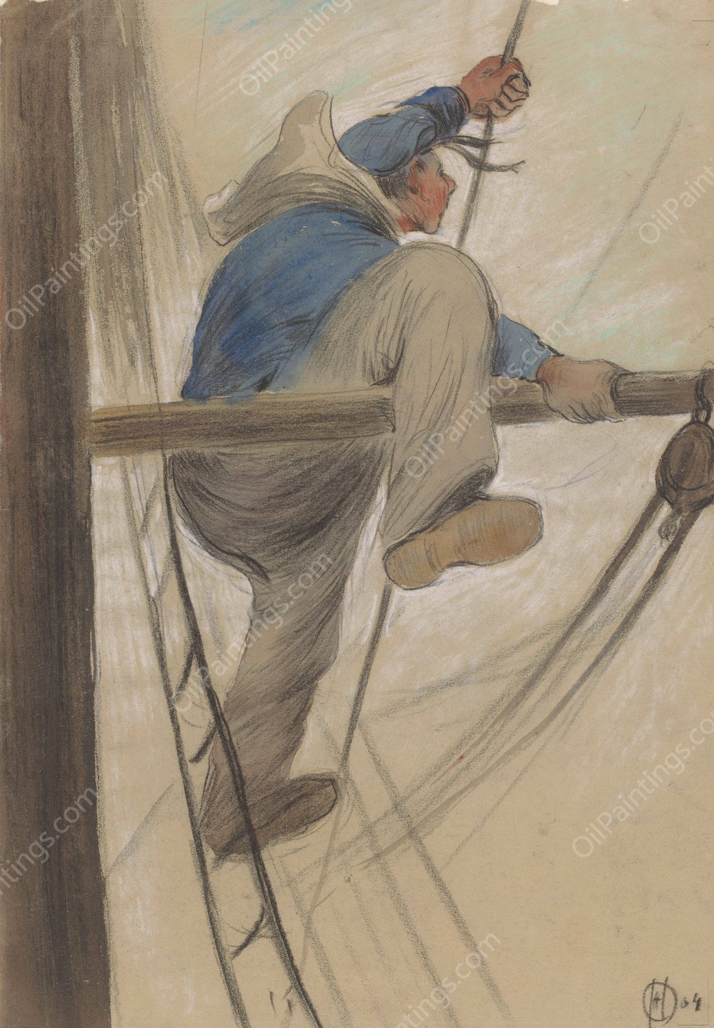 Matroos in het want  by Herman Heijenbrock - Hand-Painted Oil Painting Reproduction