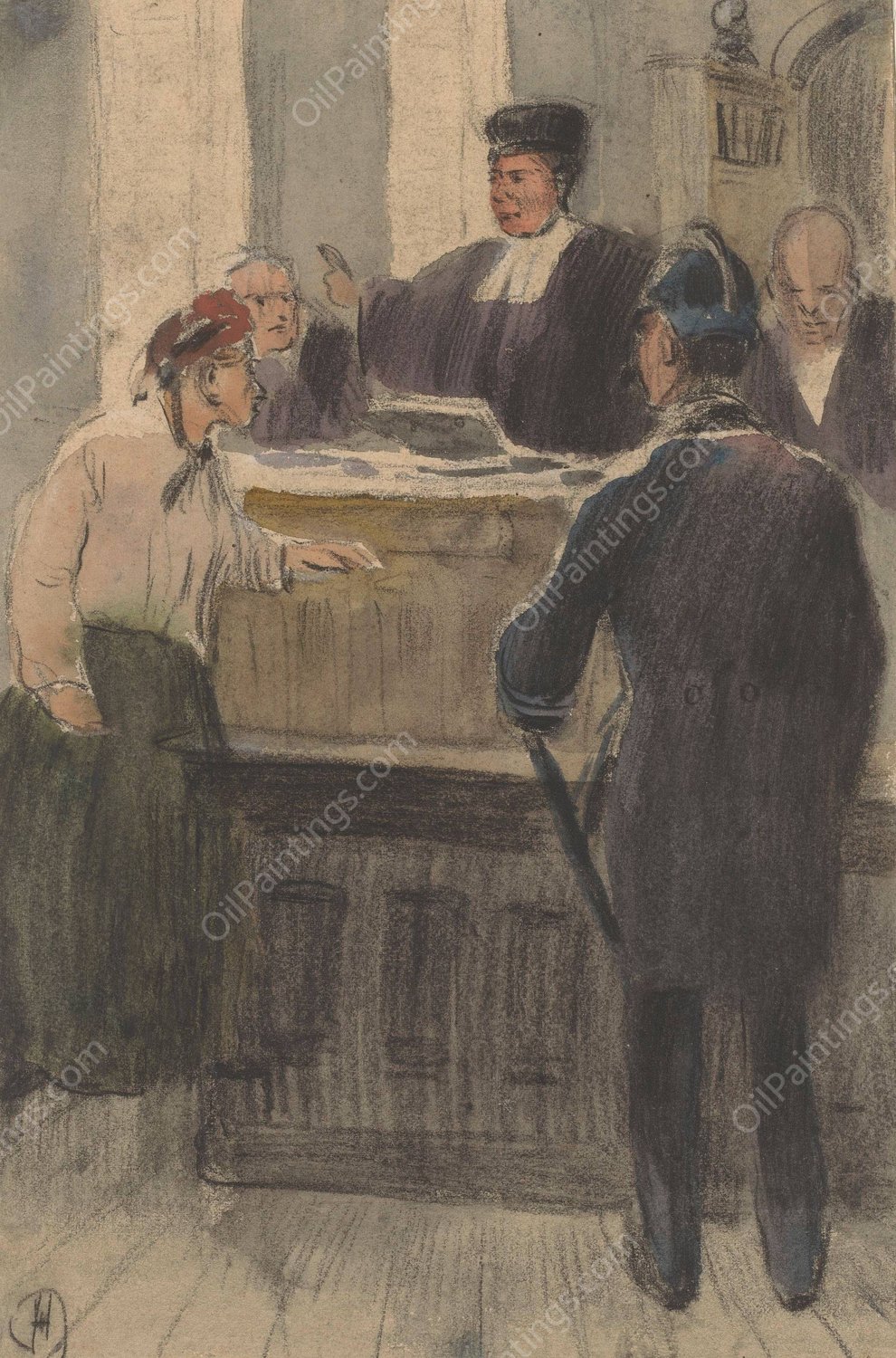 Rechtspraak  by Herman Heijenbrock - Hand-Painted Oil Painting Reproduction