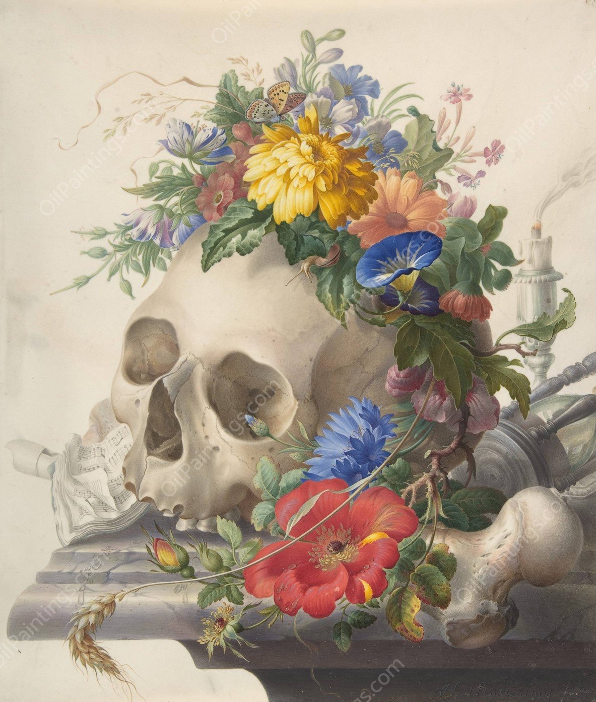 Vanitas Still Life by Herman Henstenburgh - Hand-Painted Oil Painting Reproduction