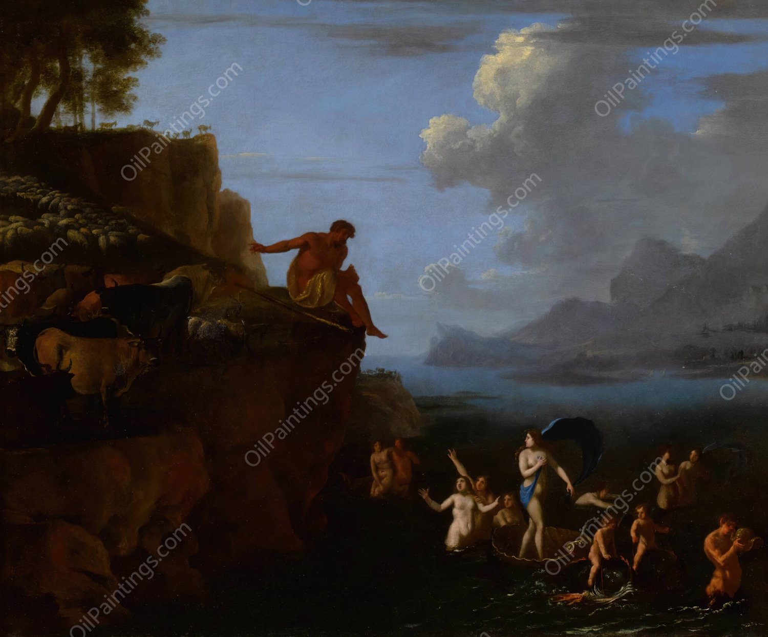 Polyphemus and Galatea  by Herman Van Swanevelt - Hand-Painted Oil Painting Reproduction