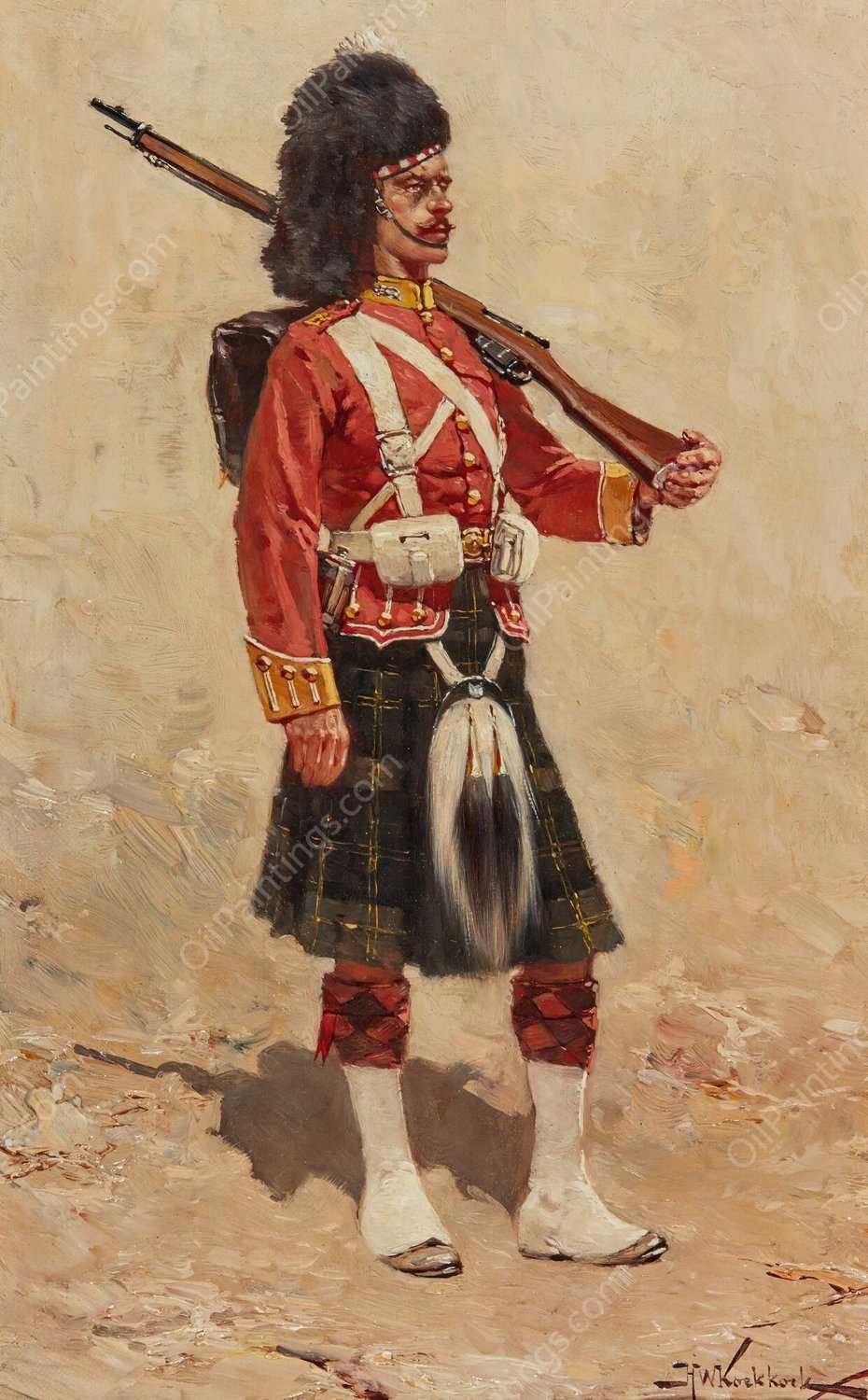 A Private In The Gordon Highlanders by Herman Willem Koekkoek - Hand-Painted Oil Painting Reproduction