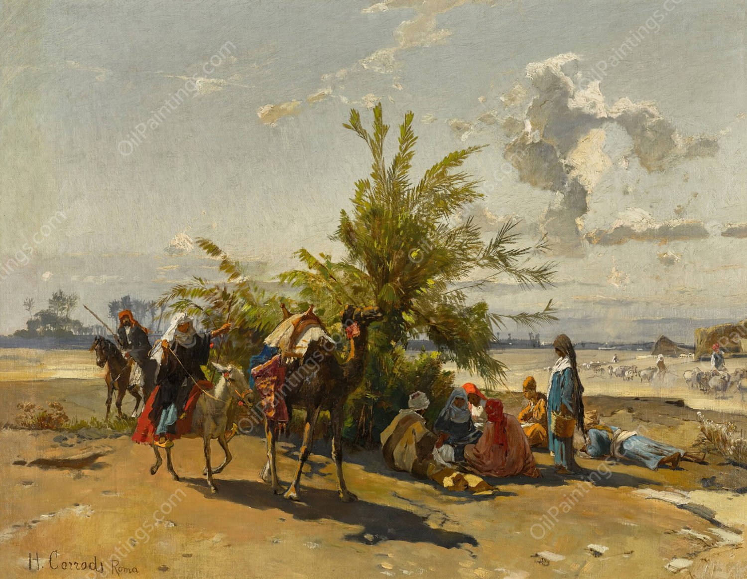 Encampment by Hermann David Salomon Corrodi - Hand-Painted Oil Painting Reproduction