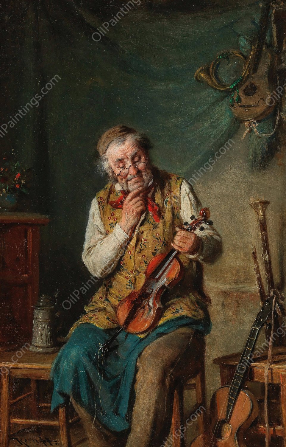 Geigenbauer by Hermann Kern - Hand-Painted Oil Painting Reproduction