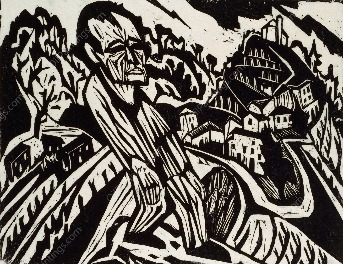 Mann in Landschaft  by Hermann Scherer - Hand-Painted Oil Painting Reproduction