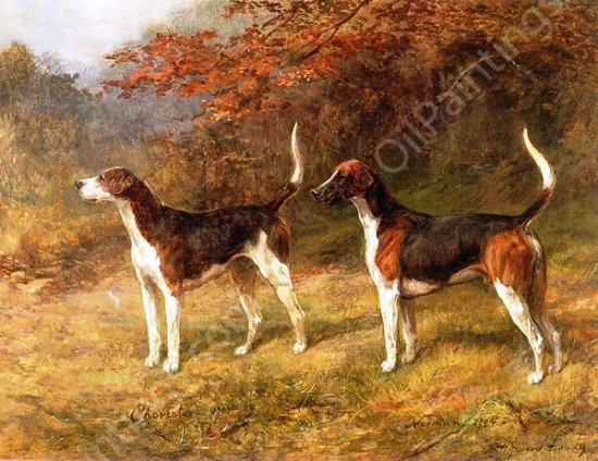 Chorister and Norman a Couple of Fox Hounds by Heywood Hardy - Hand-Painted Oil Painting Reproduction