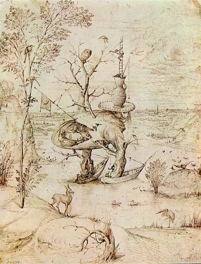 The Man-Tree by Hieronymus Bosch - Hand-Painted Oil Painting Reproduction
