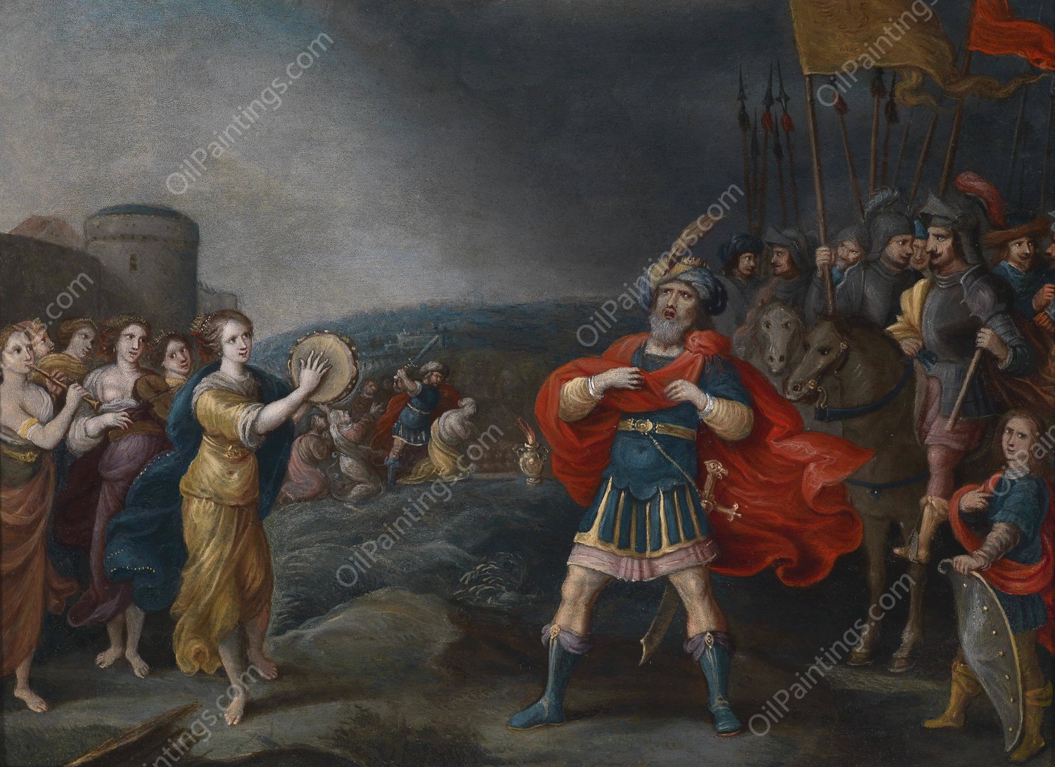 Jephthah Meets His Daughter by Hieronymus Francken II - Hand-Painted Oil Painting Reproduction