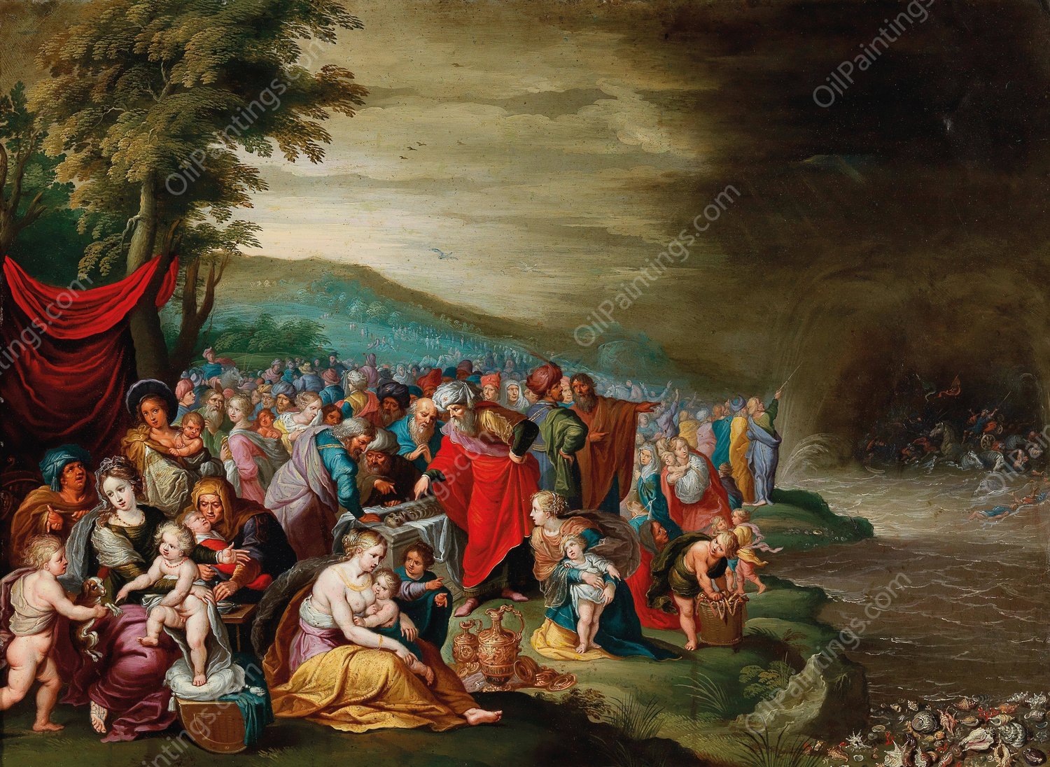 The Israelites after crossing the Red Sea by Hieronymus Francken II - Hand-Painted Oil Painting Reproduction