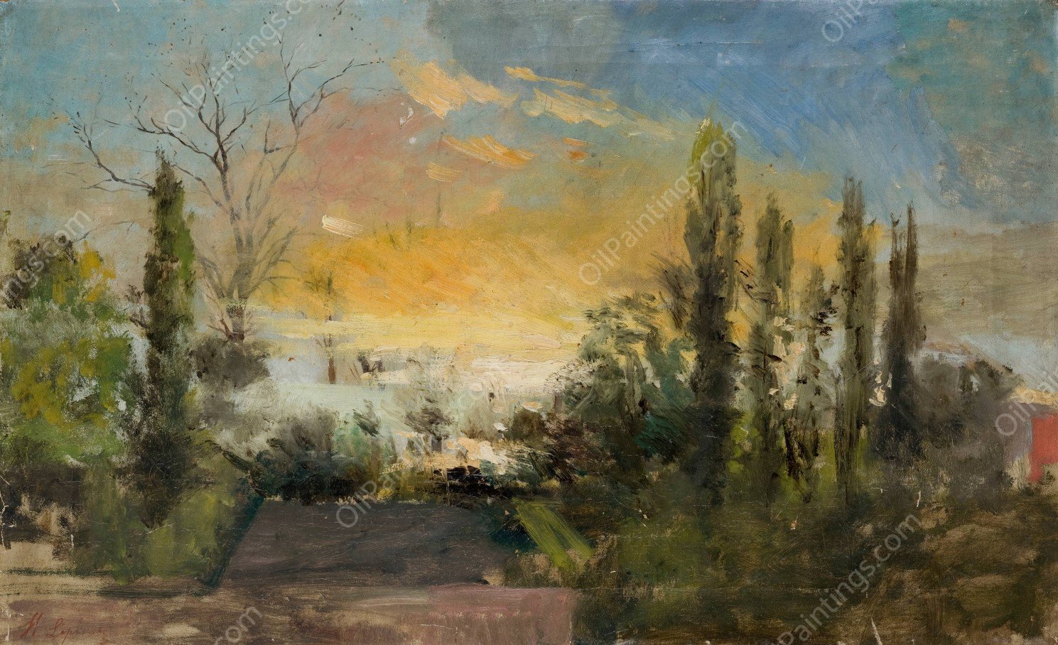 Landscape from Rabka  by Hipolit Lipinski - Hand-Painted Oil Painting Reproduction