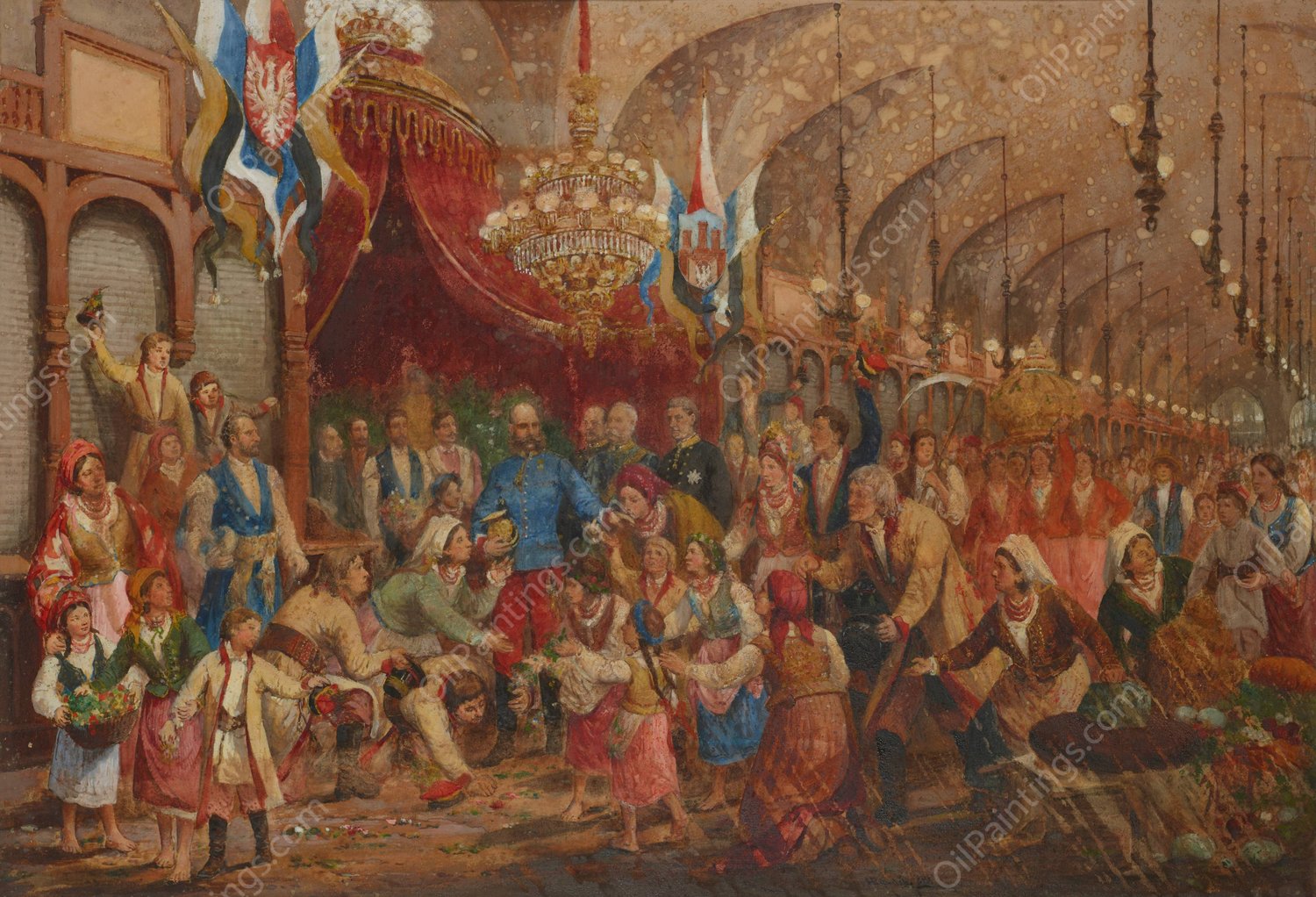 The Emperor in the Sukiennice  by Hipolit Lipinski - Hand-Painted Oil Painting Reproduction