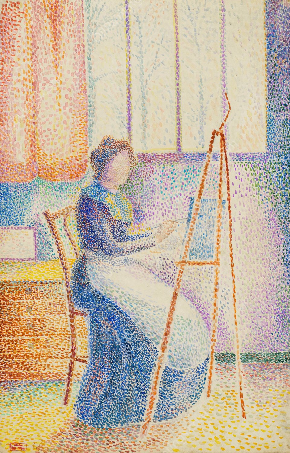 La femme de l'artiste a son chevalet  by Hippolyte Petitjean - Hand-Painted Oil Painting Reproduction