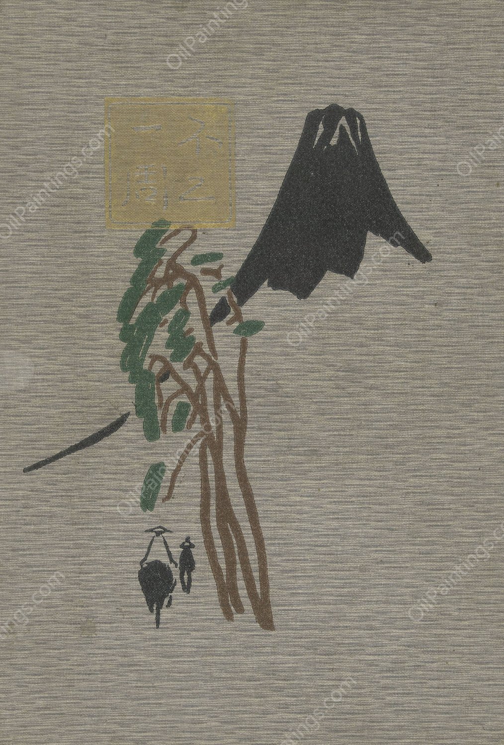 Tocht over de Fuji  by Hirafuku Hyakusui - Hand-Painted Oil Painting Reproduction