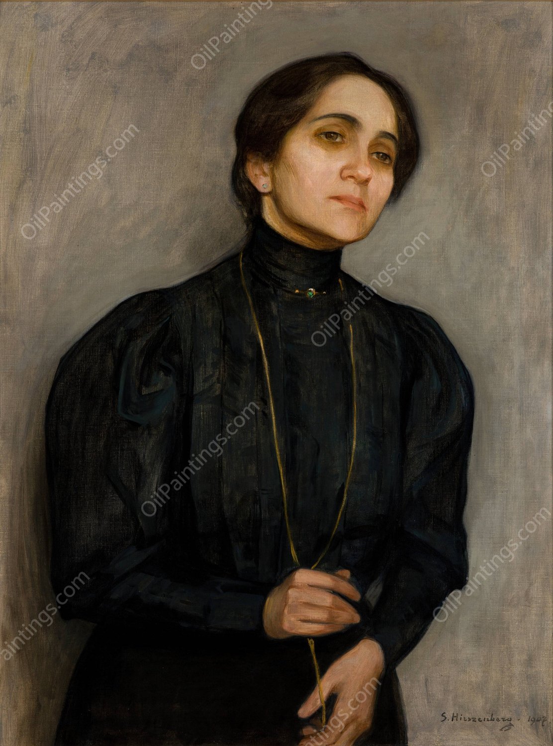 Portrait of Maria Feldman  by Samuel Hirszenberg - Hand-Painted Oil Painting Reproduction
